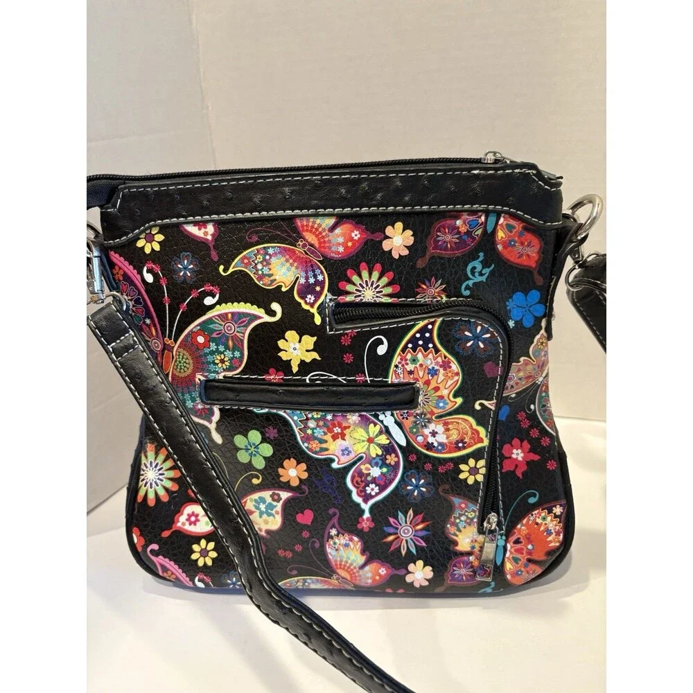 Butterfly Flower Spring For Women Clutch Western Style CCW Rhinestone S...